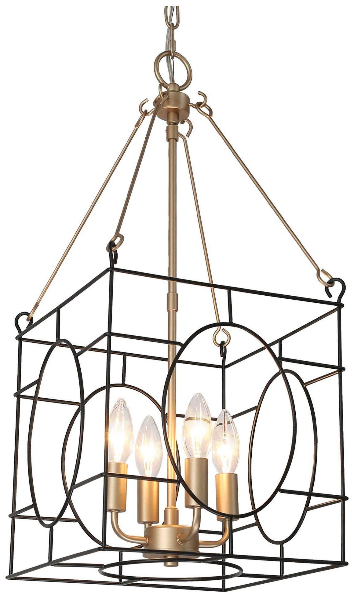 Verex 11"W Brass Black 4-Light Lantern Metal Chandelier