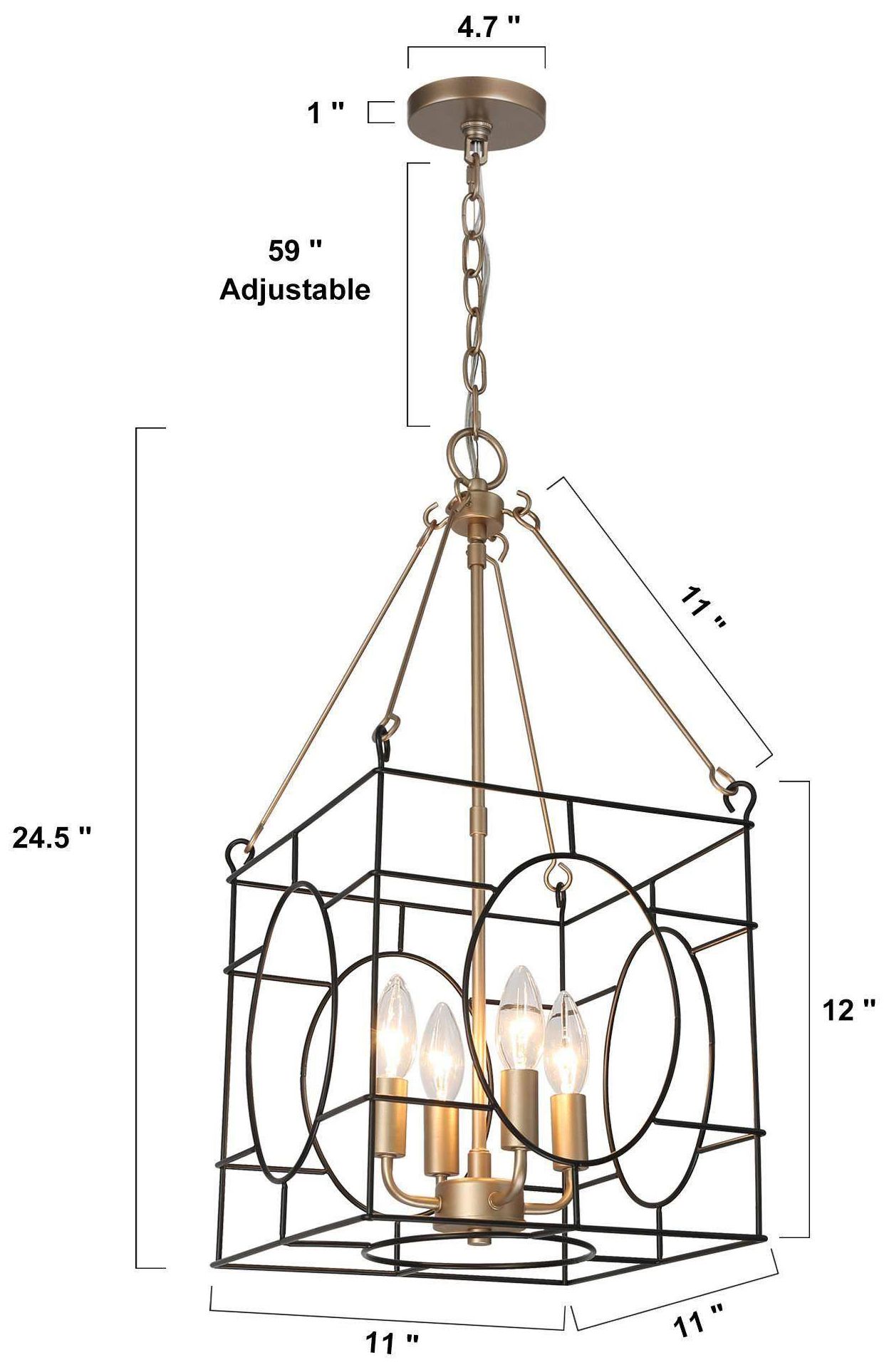 Image 2 Verex 11"W Brass Black 4-Light Lantern Metal Chandelier more views