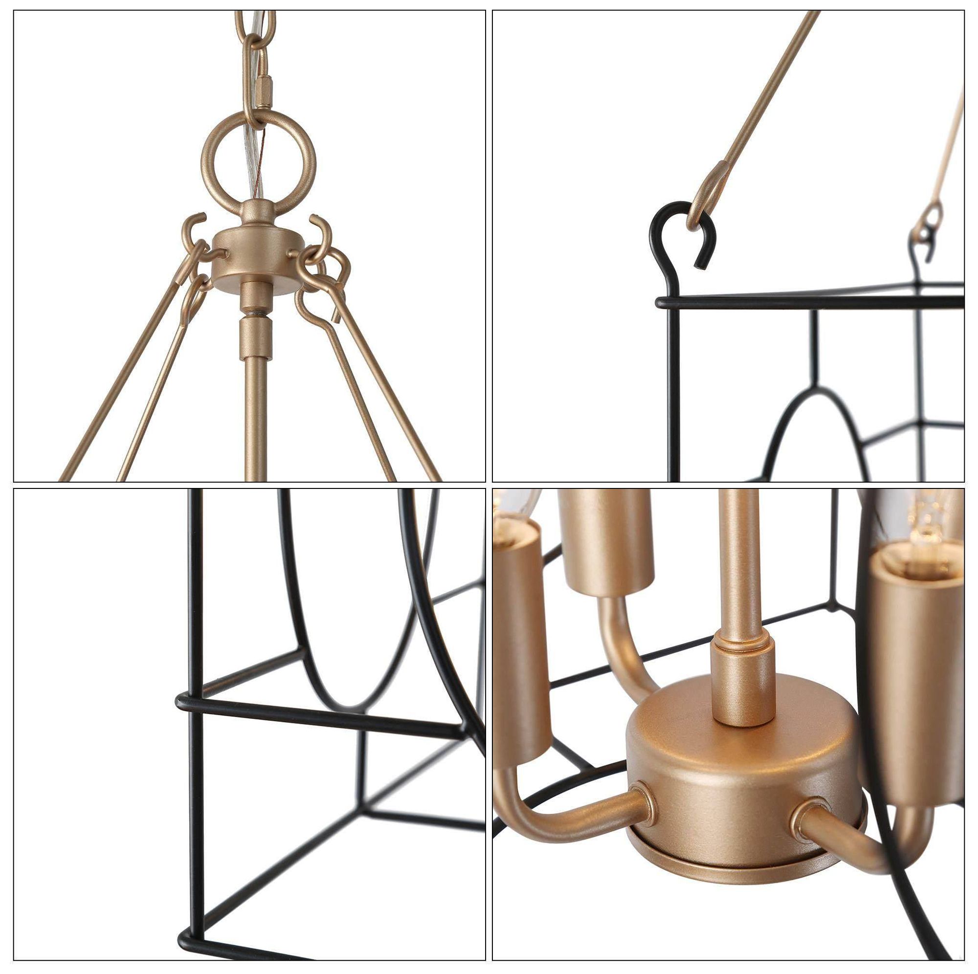 Image 3 Verex 11"W Brass Black 4-Light Lantern Metal Chandelier more views