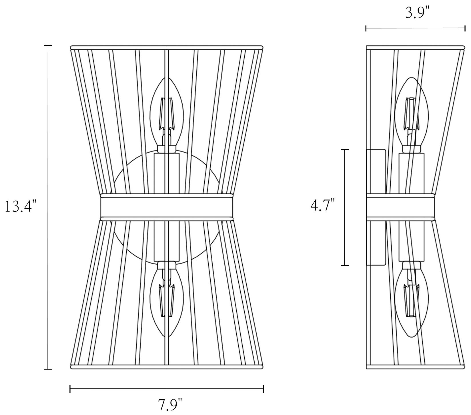 Image 2 Verex 13.4"H Modern Brass 2-Light Metal Cage Wall Sconce more views