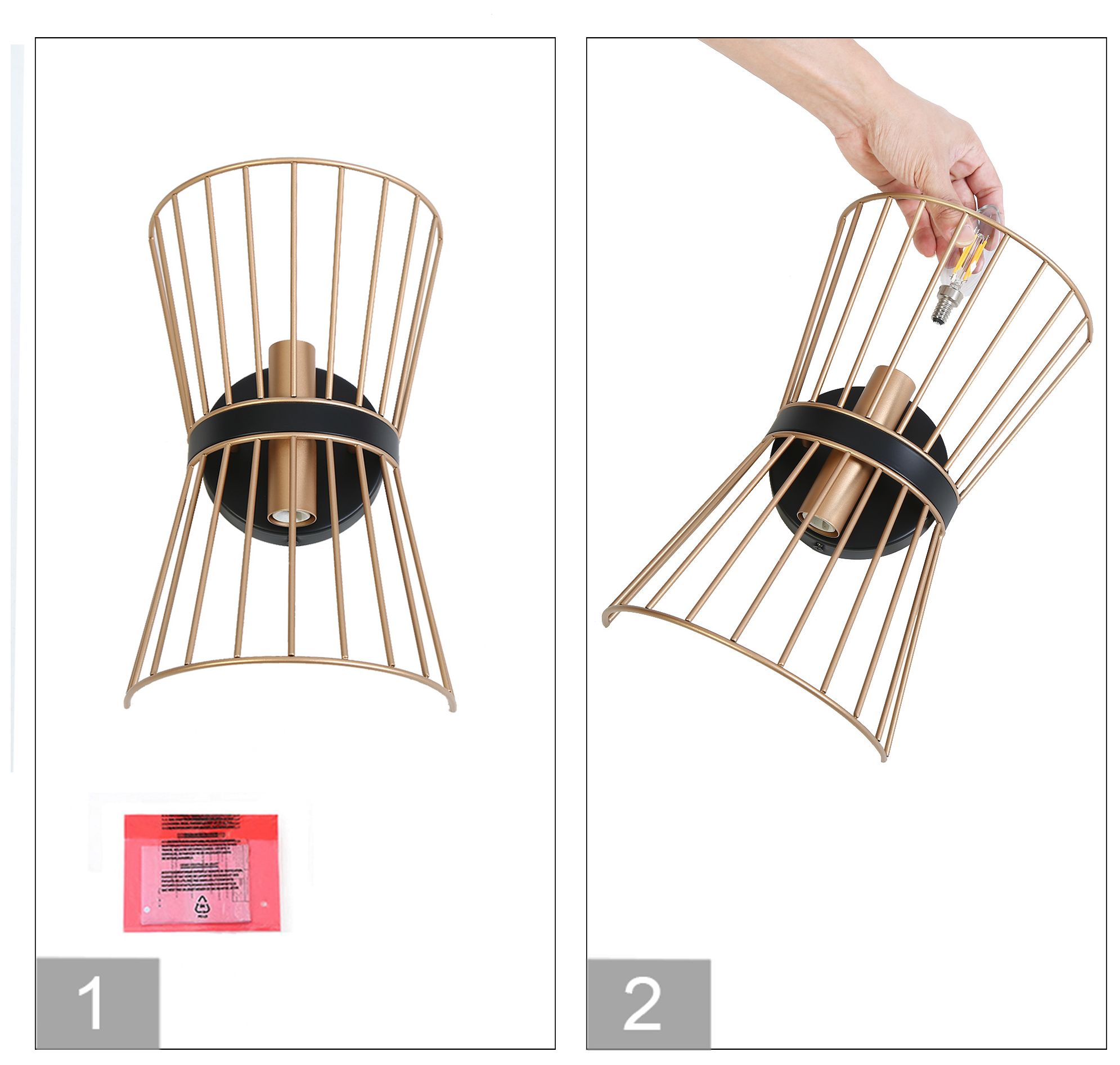 Image 4 Verex 13.4"H Modern Brass 2-Light Metal Cage Wall Sconce more views
