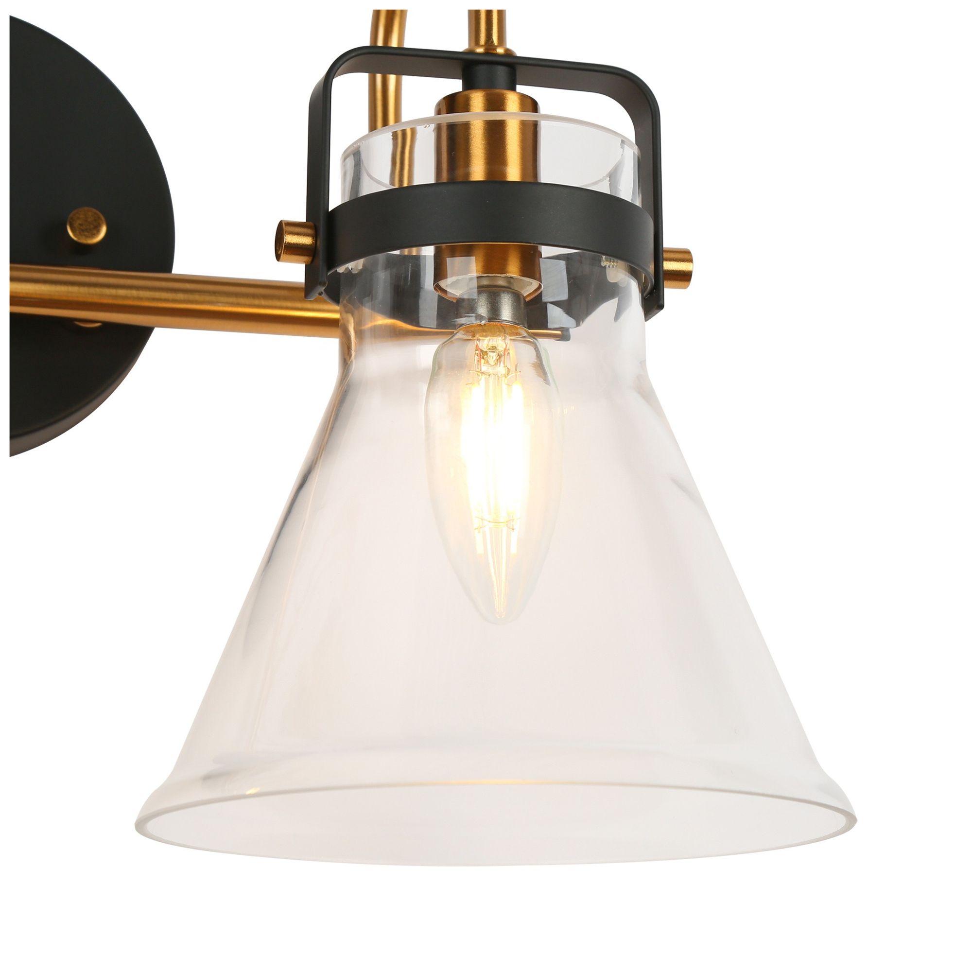 Thumbnail3 of Verex 15.4"W Brass Black 2-Light Glass Bathroom Vanity Light more views