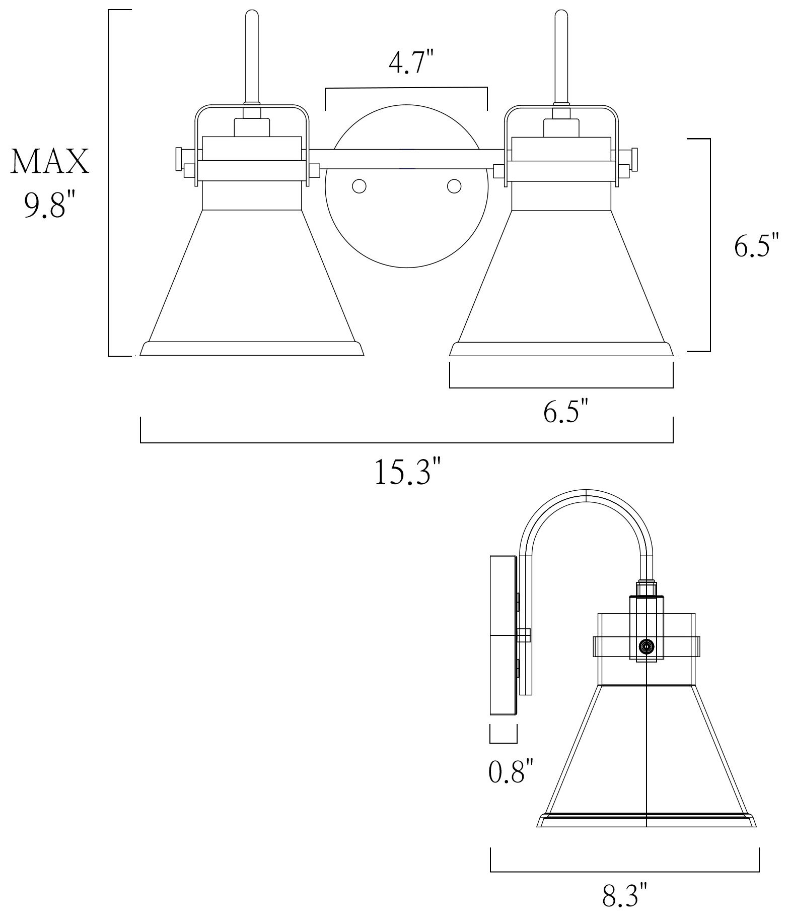 Thumbnail4 of Verex 15.4"W Brass Black 2-Light Glass Bathroom Vanity Light more views