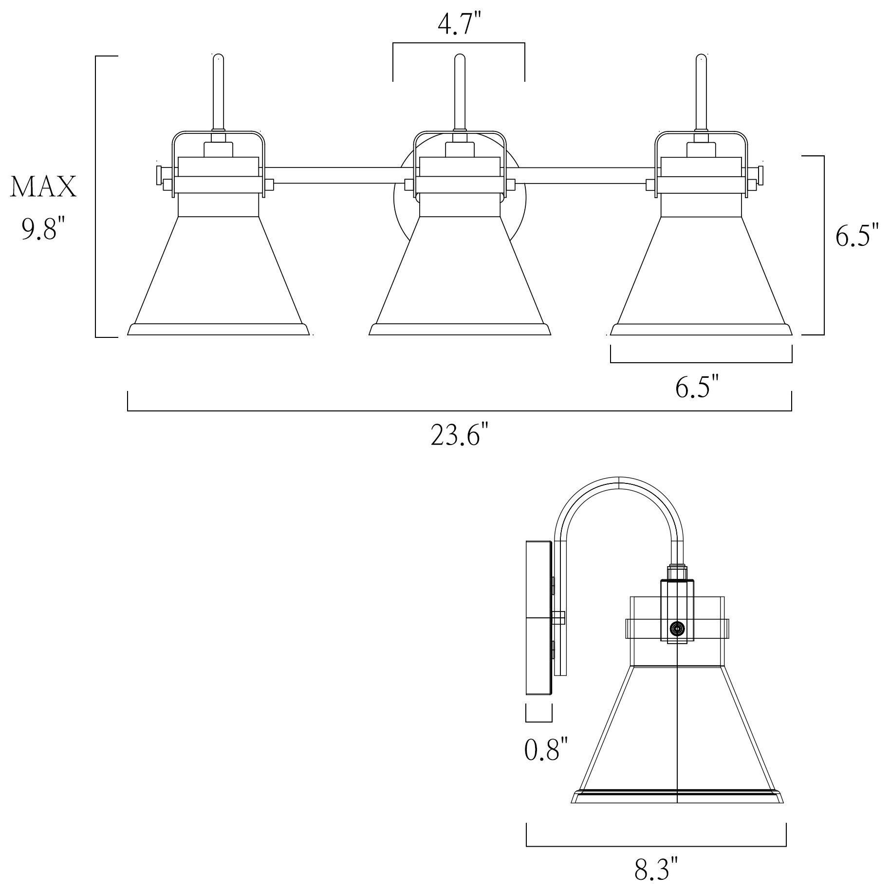 Image 3 Verex 23.6"W Brass Black 3-Light Glass Bathroom Vanity Light more views