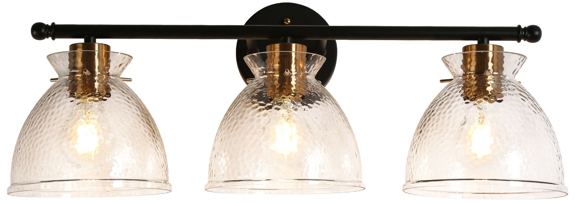 Image 2 Verex 23.6"W Brass Black 3-Light Textured Glass Bathroom Vanity Light