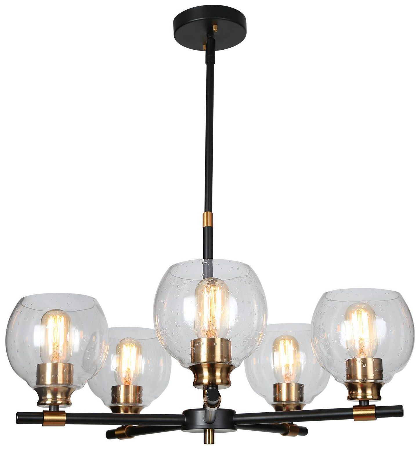 Verex 23"W Polished Brass 5-Light Wheel Glass Dining Chandelier