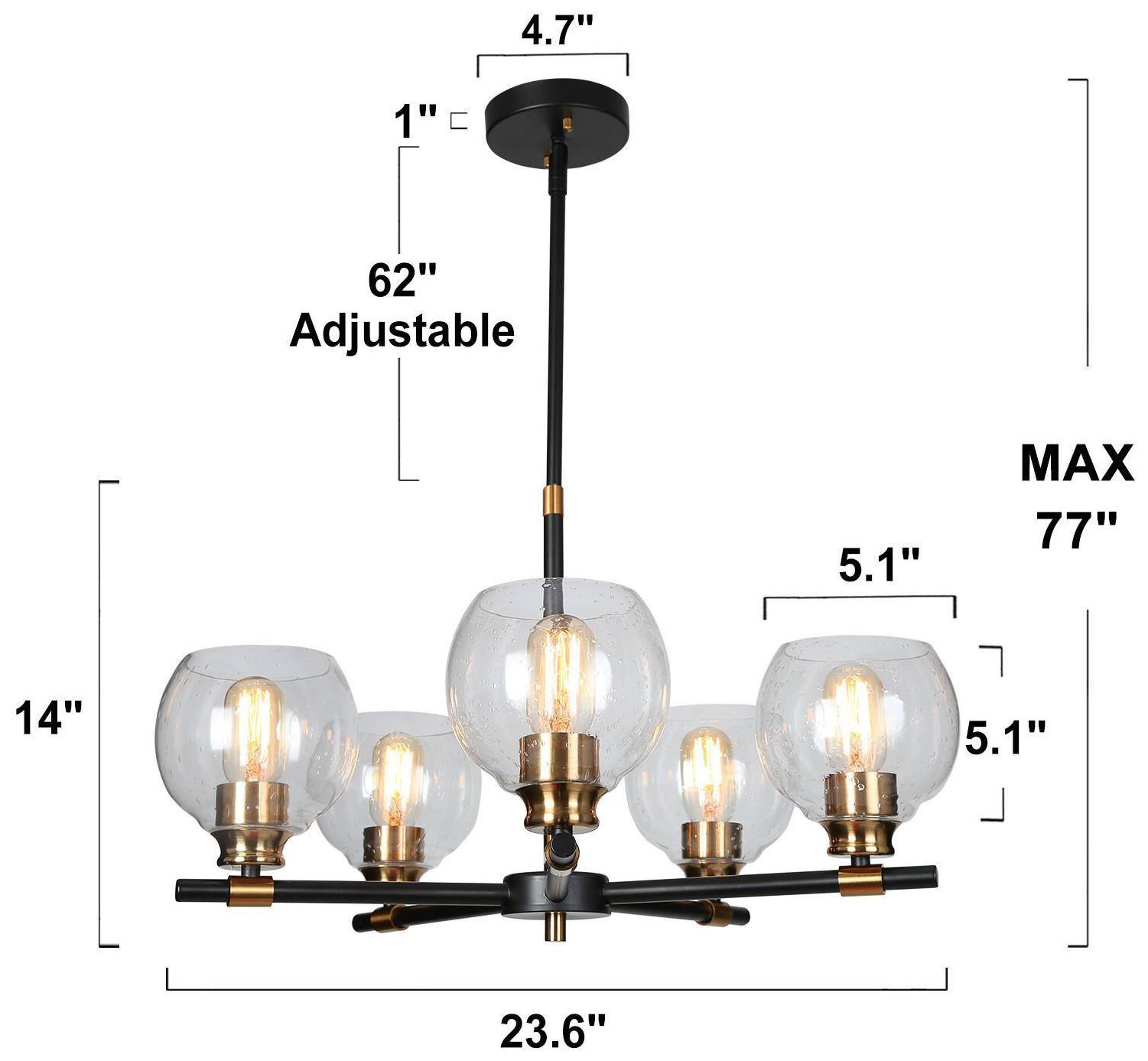 Image 2 Verex 23"W Polished Brass 5-Light Wheel Glass Dining Chandelier more views