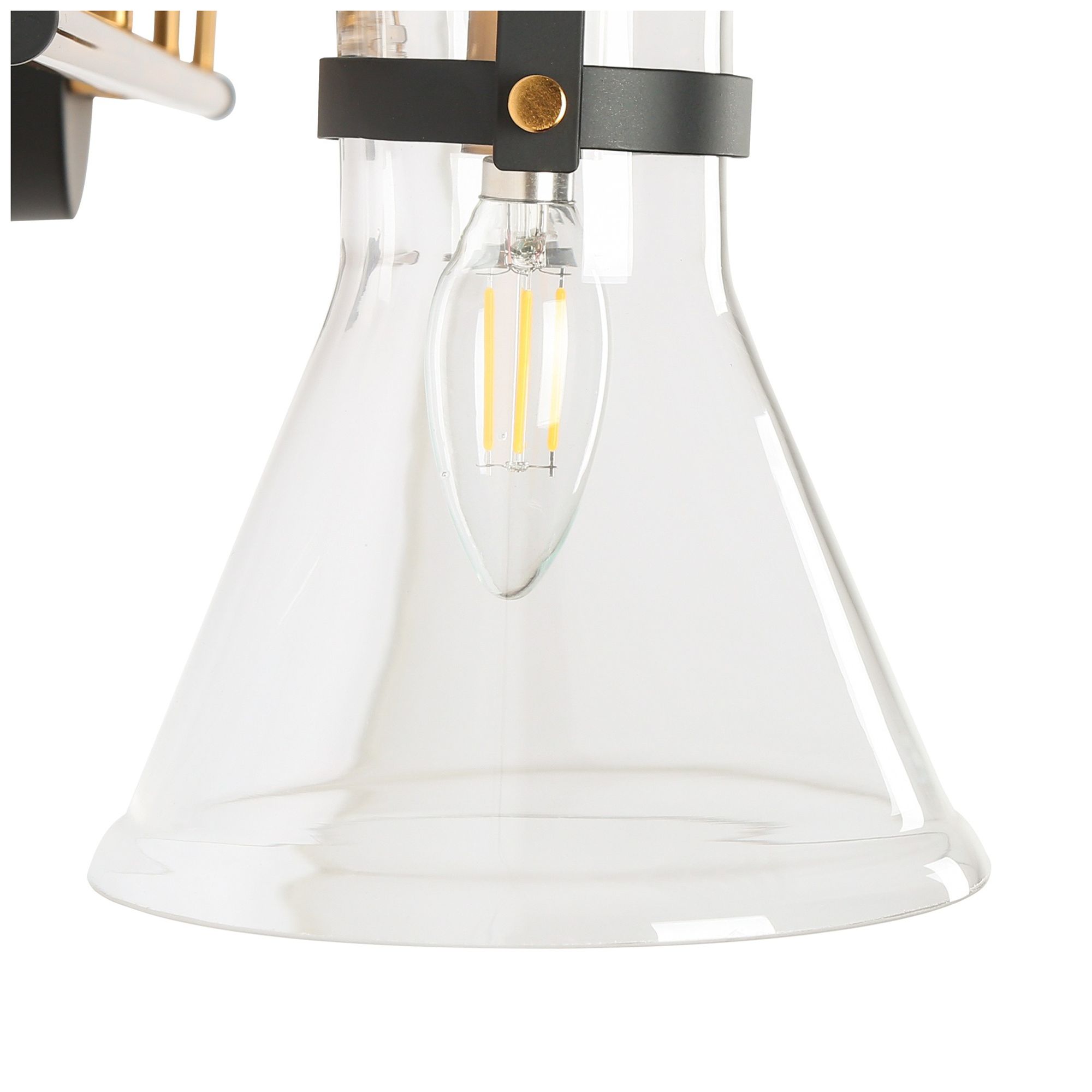 Image 3 Verex 30.7"W Brass Black 4-Light Glass Bathroom Vanity Light more views