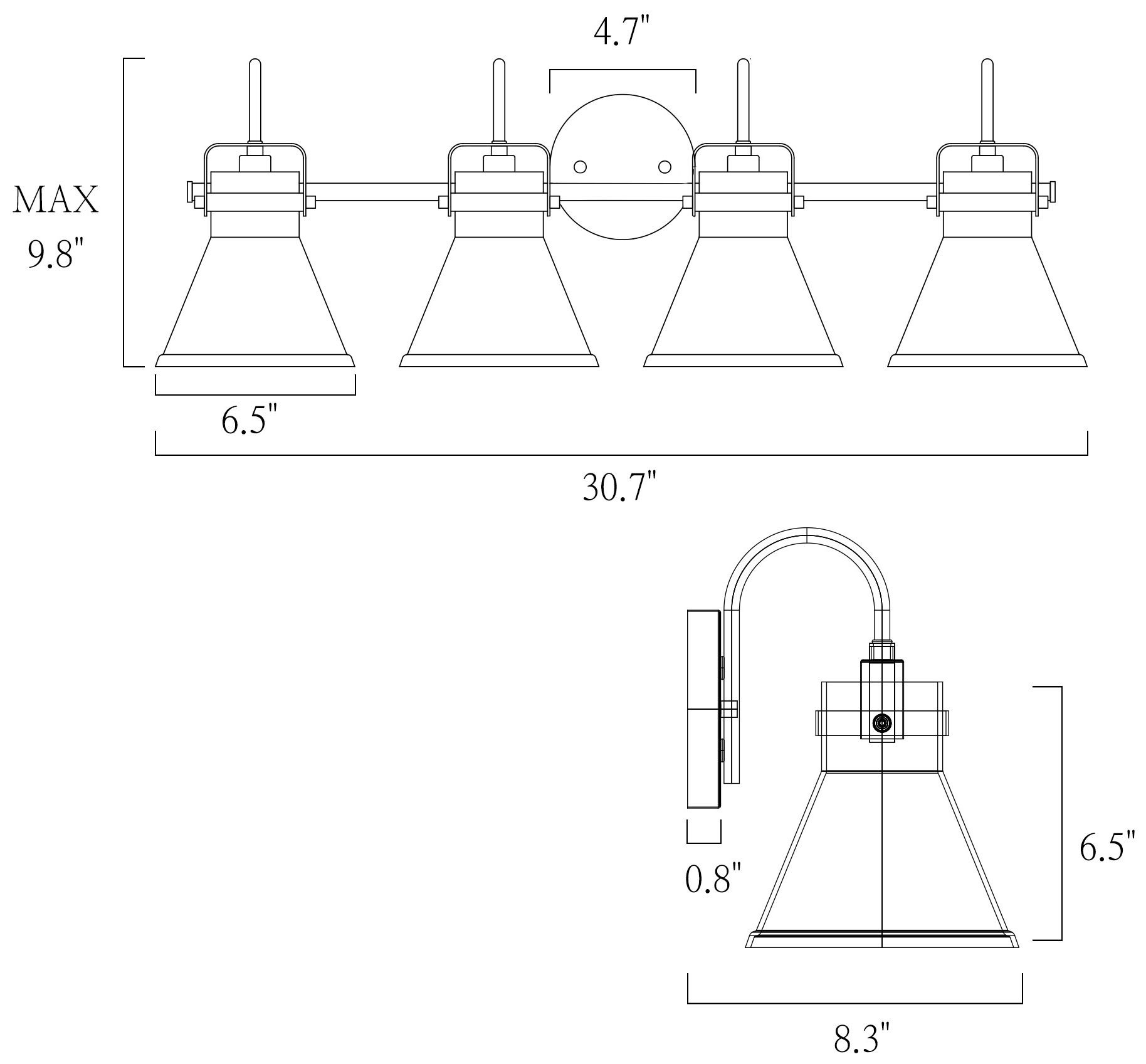 Image 4 Verex 30.7"W Brass Black 4-Light Glass Bathroom Vanity Light more views