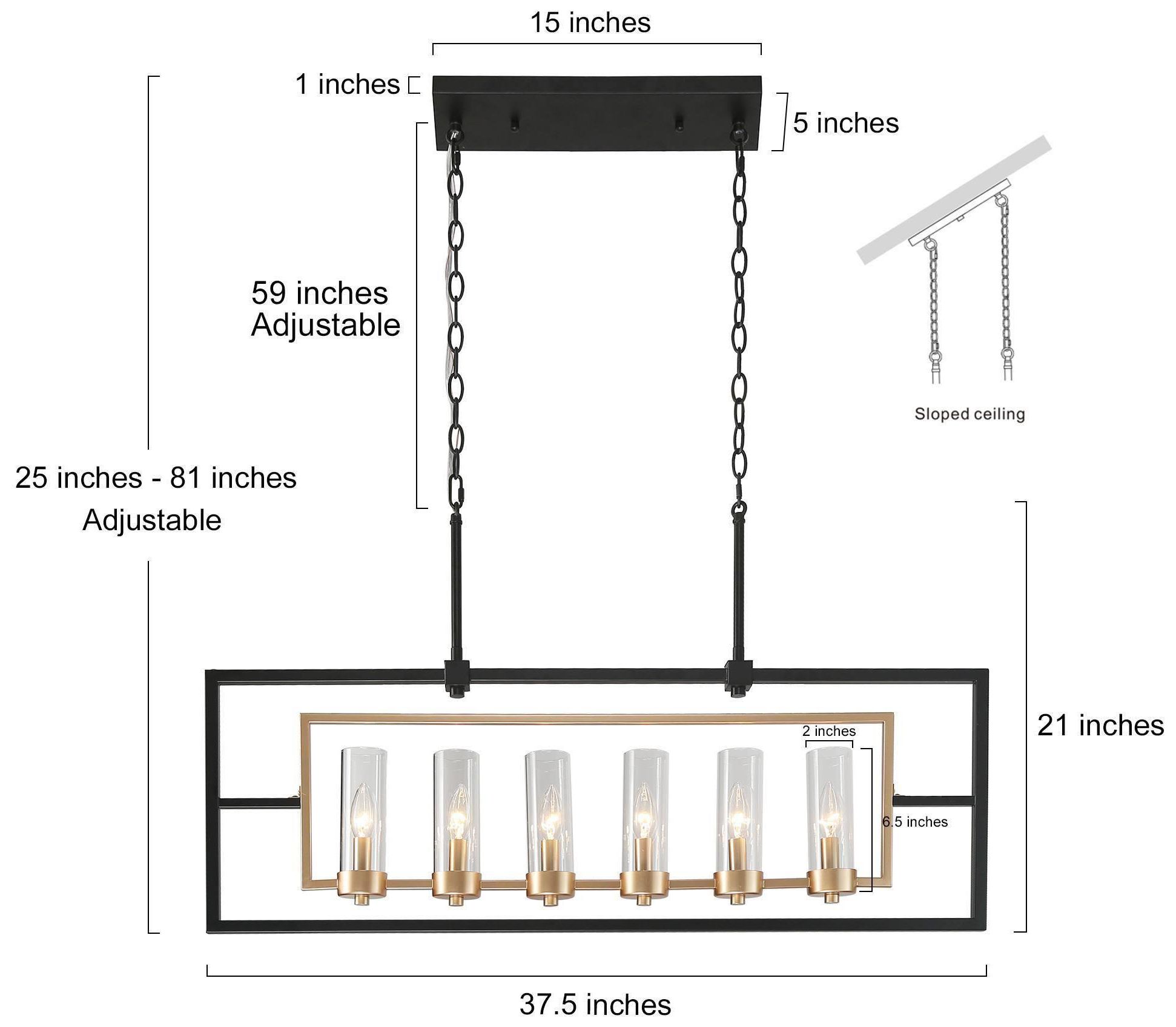 Image 2 Verex 37"W Satin Brass 6-Light Glass Linear Dining Pendant more views