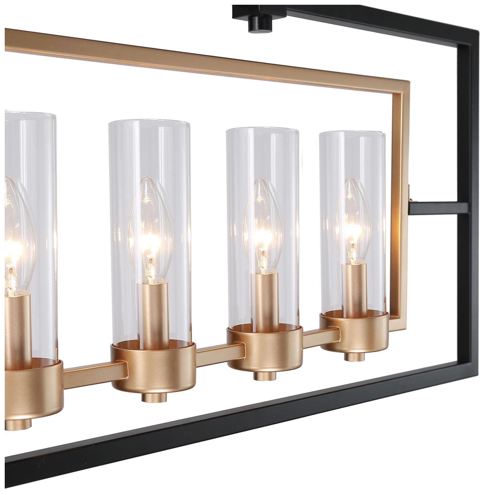 Image 3 Verex 37"W Satin Brass 6-Light Glass Linear Dining Pendant more views