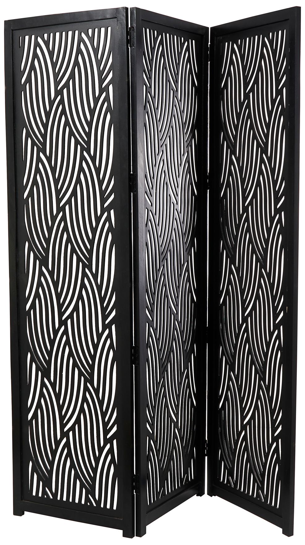 Image 4 Veridas Crisp Black 79 3/4" High 3-Panel Room Divider Screen more views