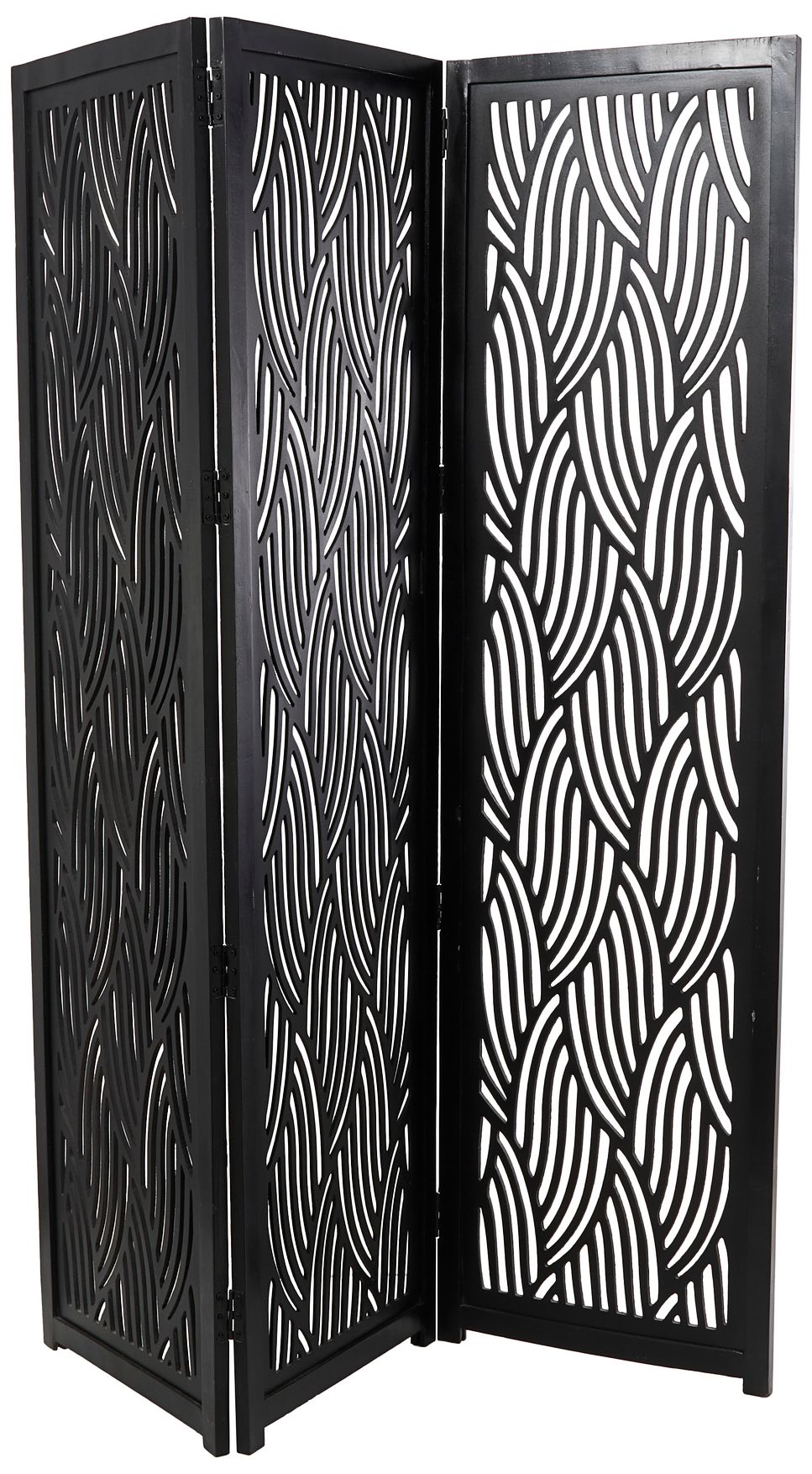 Image 5 Veridas Crisp Black 79 3/4" High 3-Panel Room Divider Screen more views