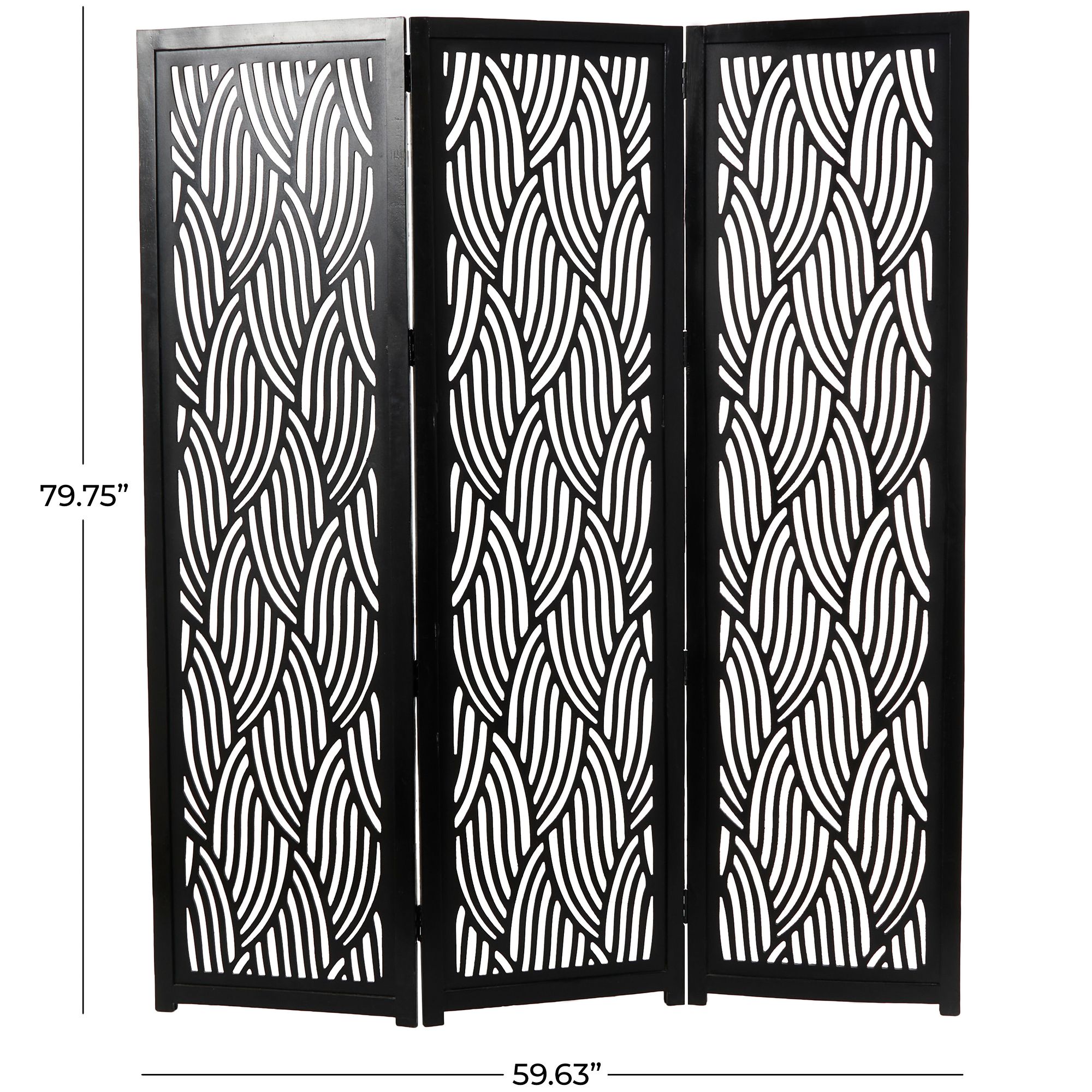 Image 7 Veridas Crisp Black 79 3/4" High 3-Panel Room Divider Screen more views