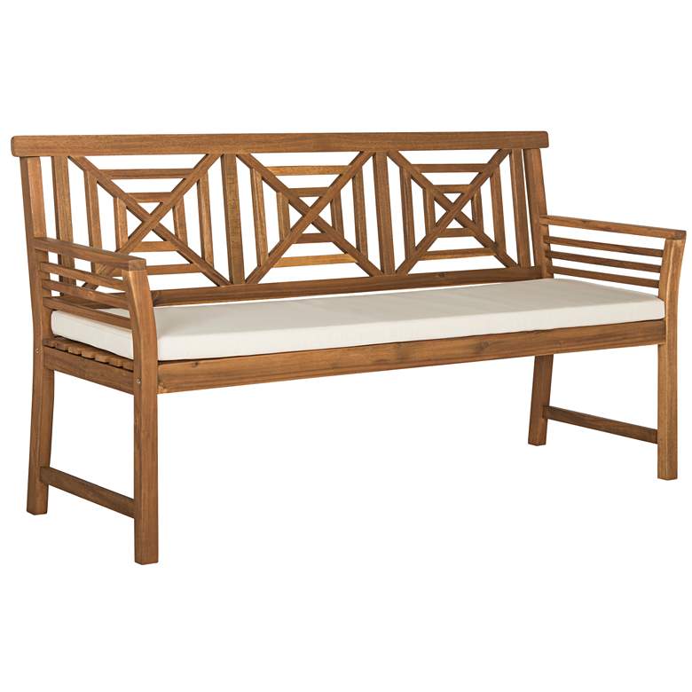 Image 2 Verlaine Acacia Wood and Polyester 3-Seat Outdoor Bench