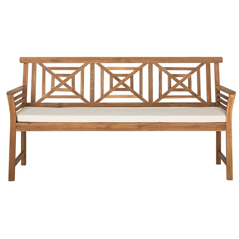 Image 3 Verlaine Acacia Wood and Polyester 3-Seat Outdoor Bench more views