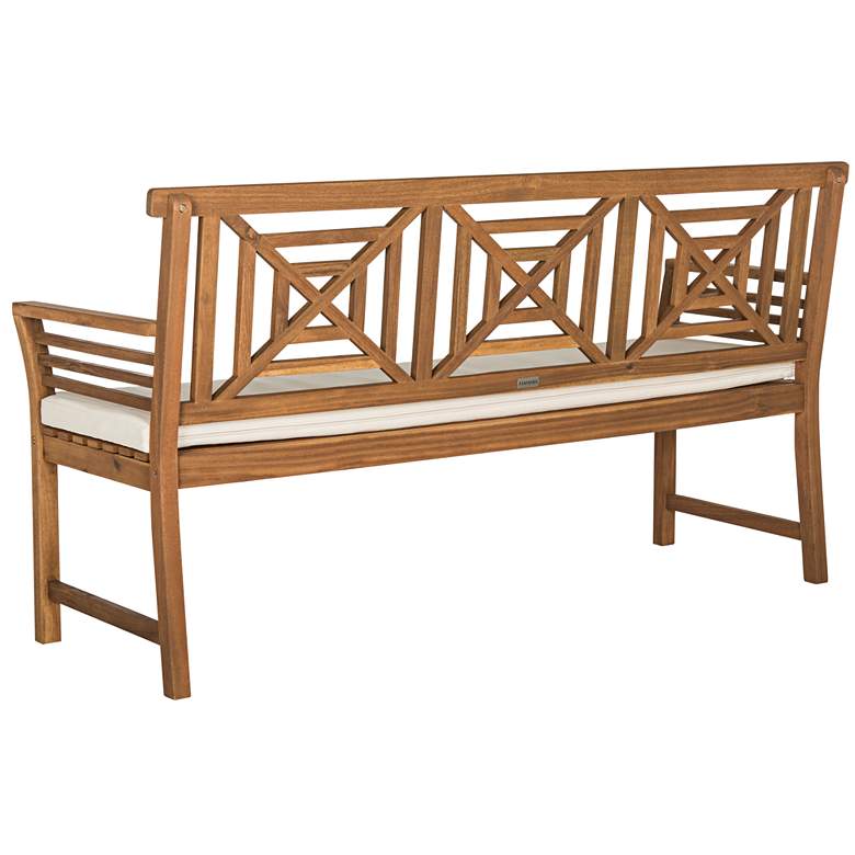 Image 4 Verlaine Acacia Wood and Polyester 3-Seat Outdoor Bench more views