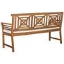Verlaine Acacia Wood and Polyester 3-Seat Outdoor Bench