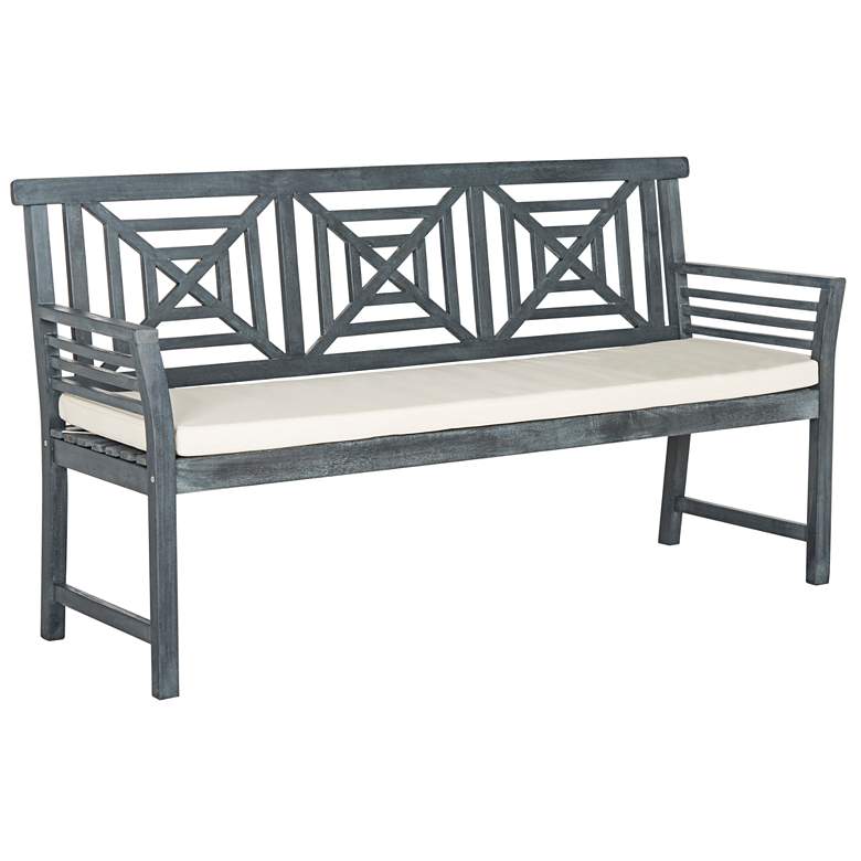 Image 2 Verlaine Ash Gray Wood and Polyester 3-Seat Outdoor Bench