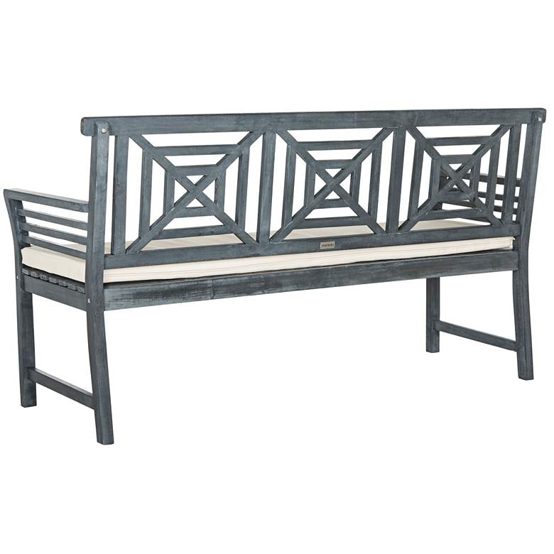 Image 4 Verlaine Ash Gray Wood and Polyester 3-Seat Outdoor Bench more views