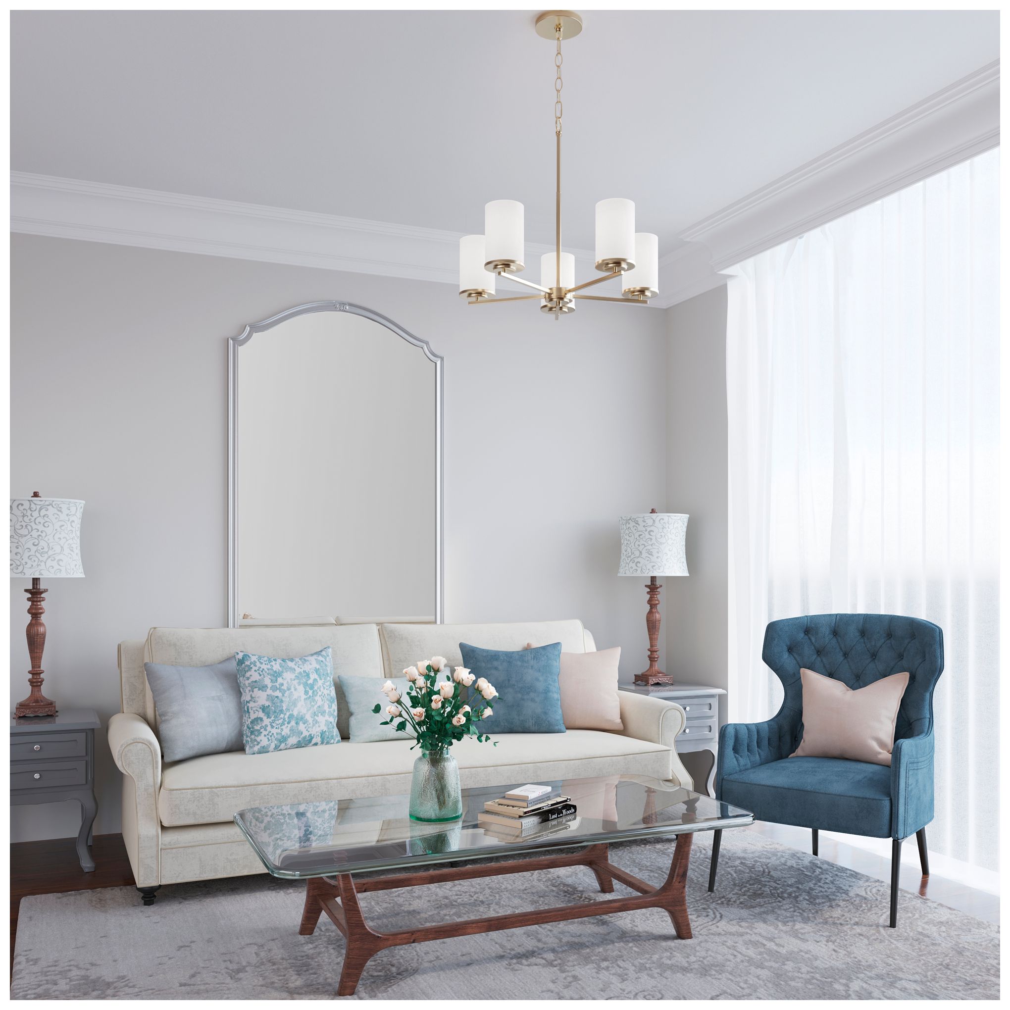 Image 6 Verlana 24" 5-Light Chandelier in Modern Gold more views