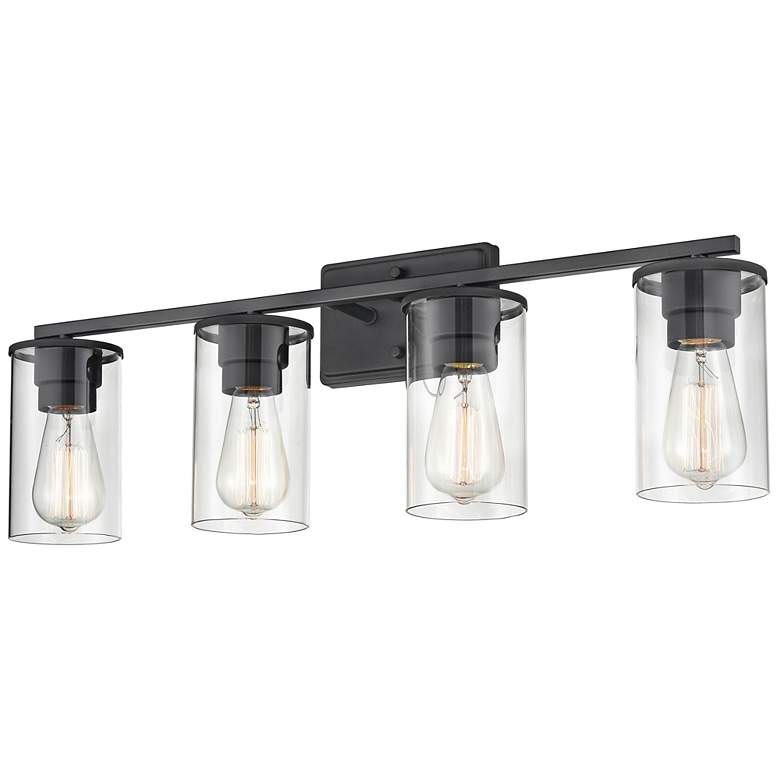 Image 4 Verlana 27 3/4" Wide Matte Black 4-Light Vanity Bath Light more views