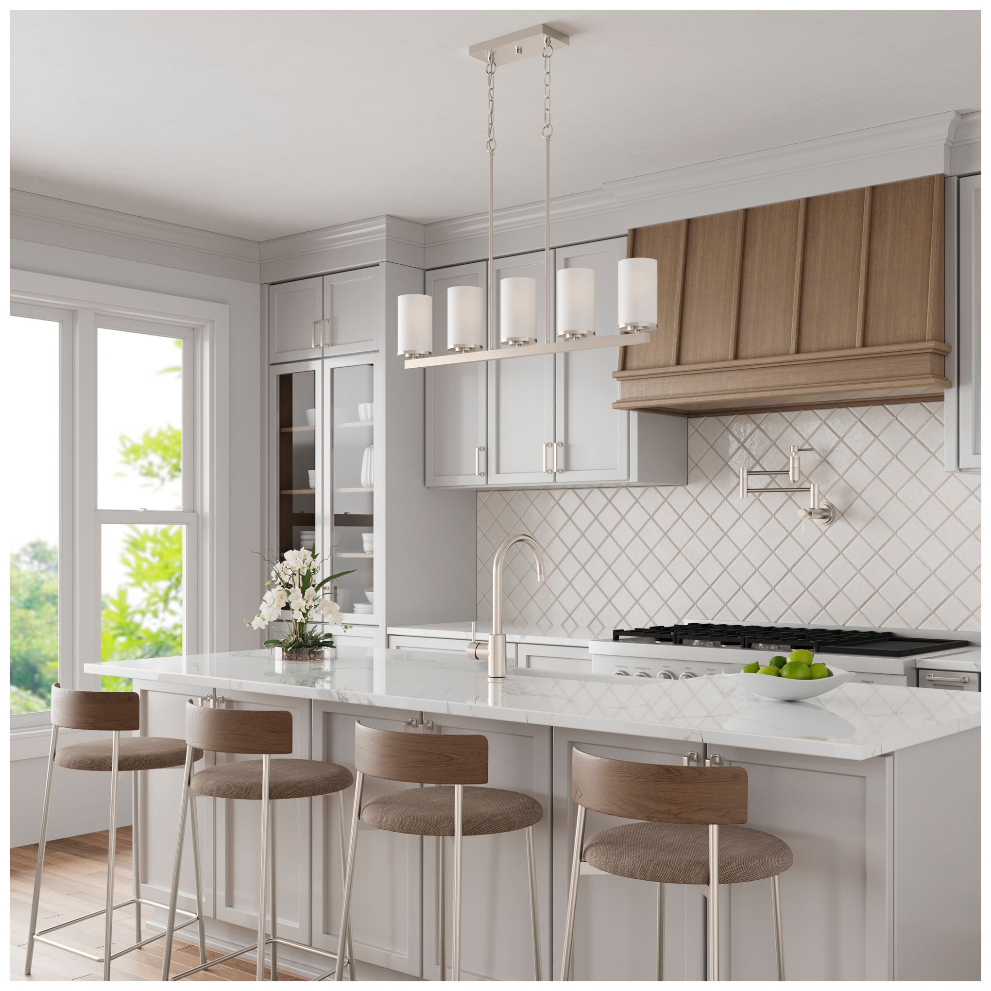 Image 4 Verlana 35" 5-Light Linear Chandelier in Brushed Nickel more views