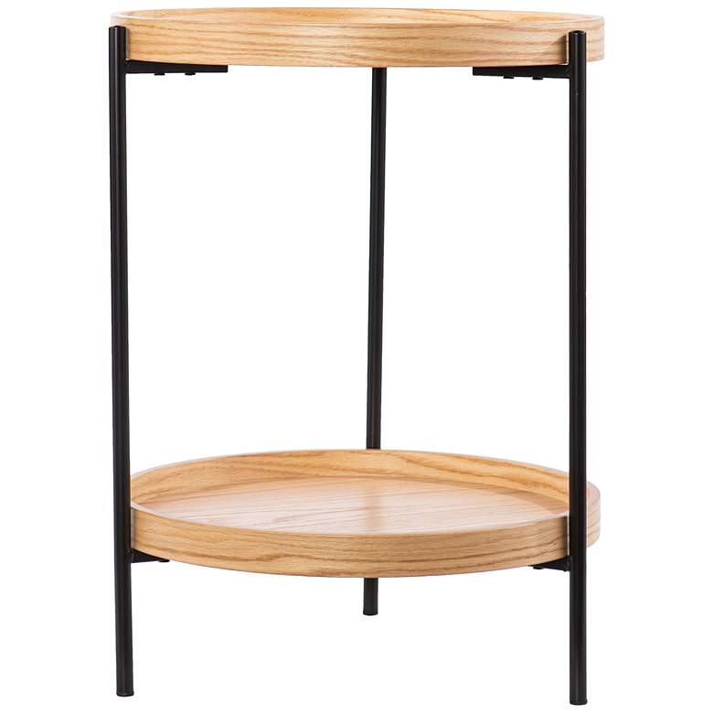 Image 2 Verlington 19 3/4" Wide Natural Wood Round 2-Tier End Table