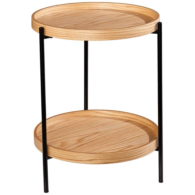 Image 4 Verlington 19 3/4" Wide Natural Wood Round 2-Tier End Table more views