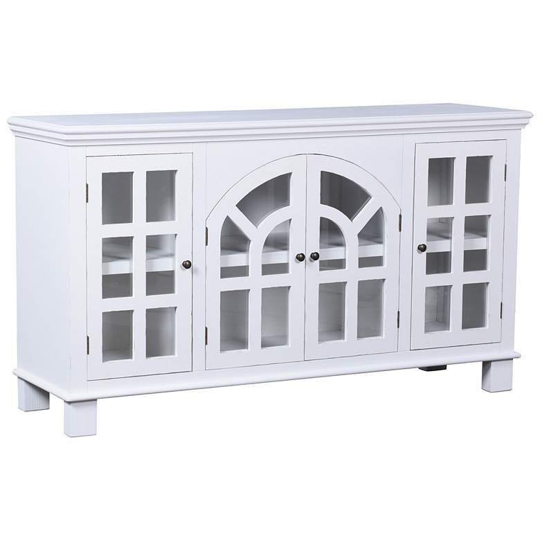 Image 1 Vermont 60 inch Wide 4-Door White Wood With Glass Cabinet