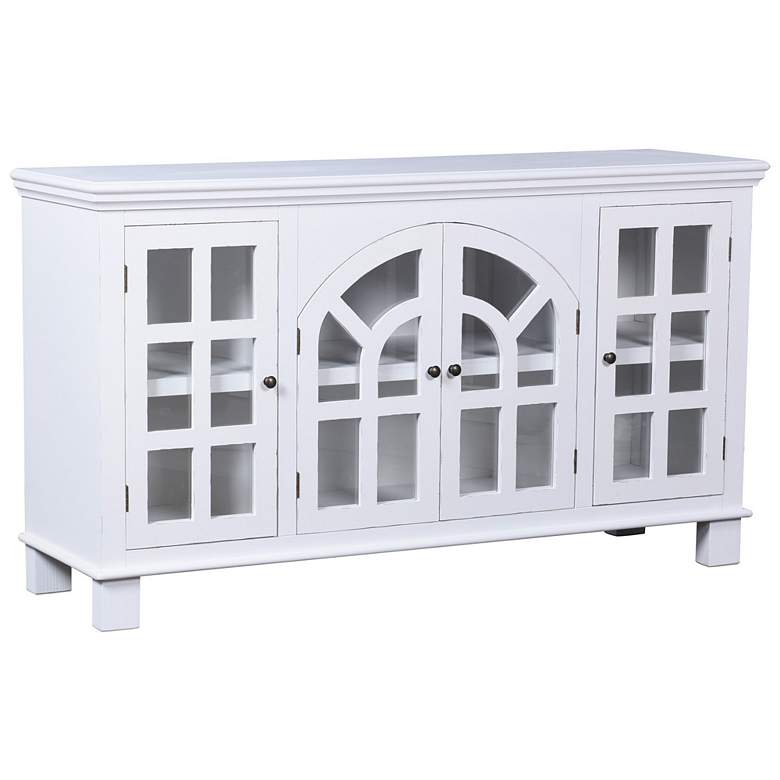 Image 1 Vermont 60" Wide 4-Door White Wood With Glass Cabinet