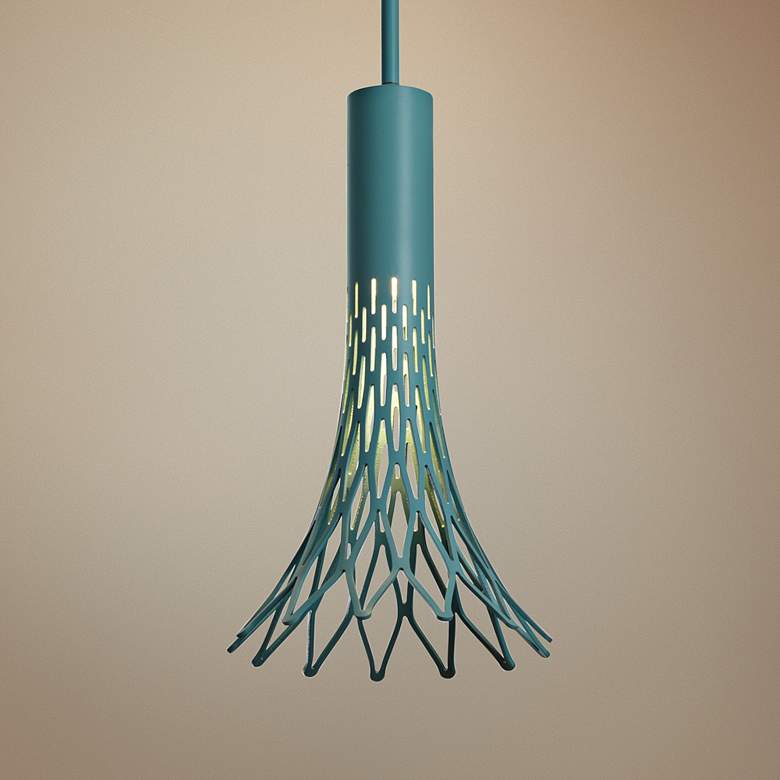 Image 1 Vermont Modern Bloom 6 1/2" Wide Satin Aqua Mini Pendant