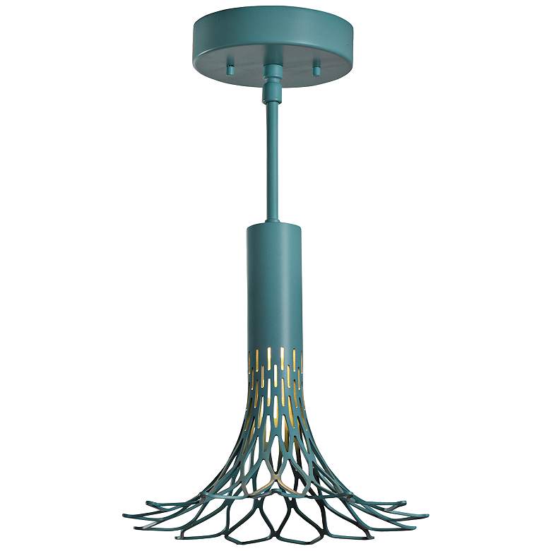 Image 1 Vermont Modern Full Bloom 9 1/2"W Satin Aqua Ceiling Light