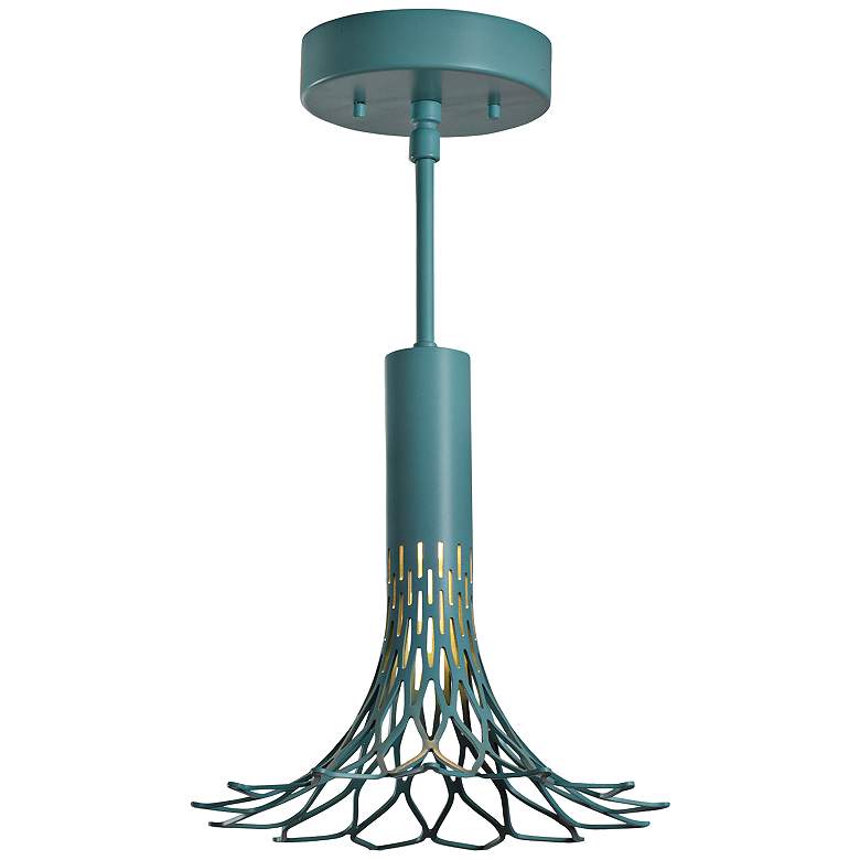 Image 1 Vermont Modern Full Bloom 9 1/2 inchW Satin Aqua Ceiling Light