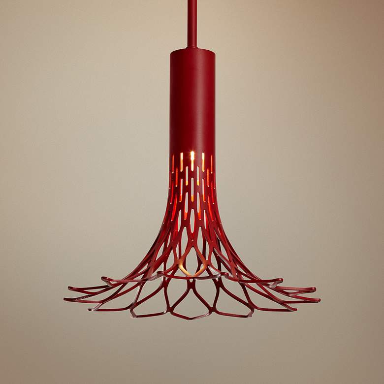 Image 1 Vermont Modern Full Bloom 9 1/2"W Satin Red Mini Pendant