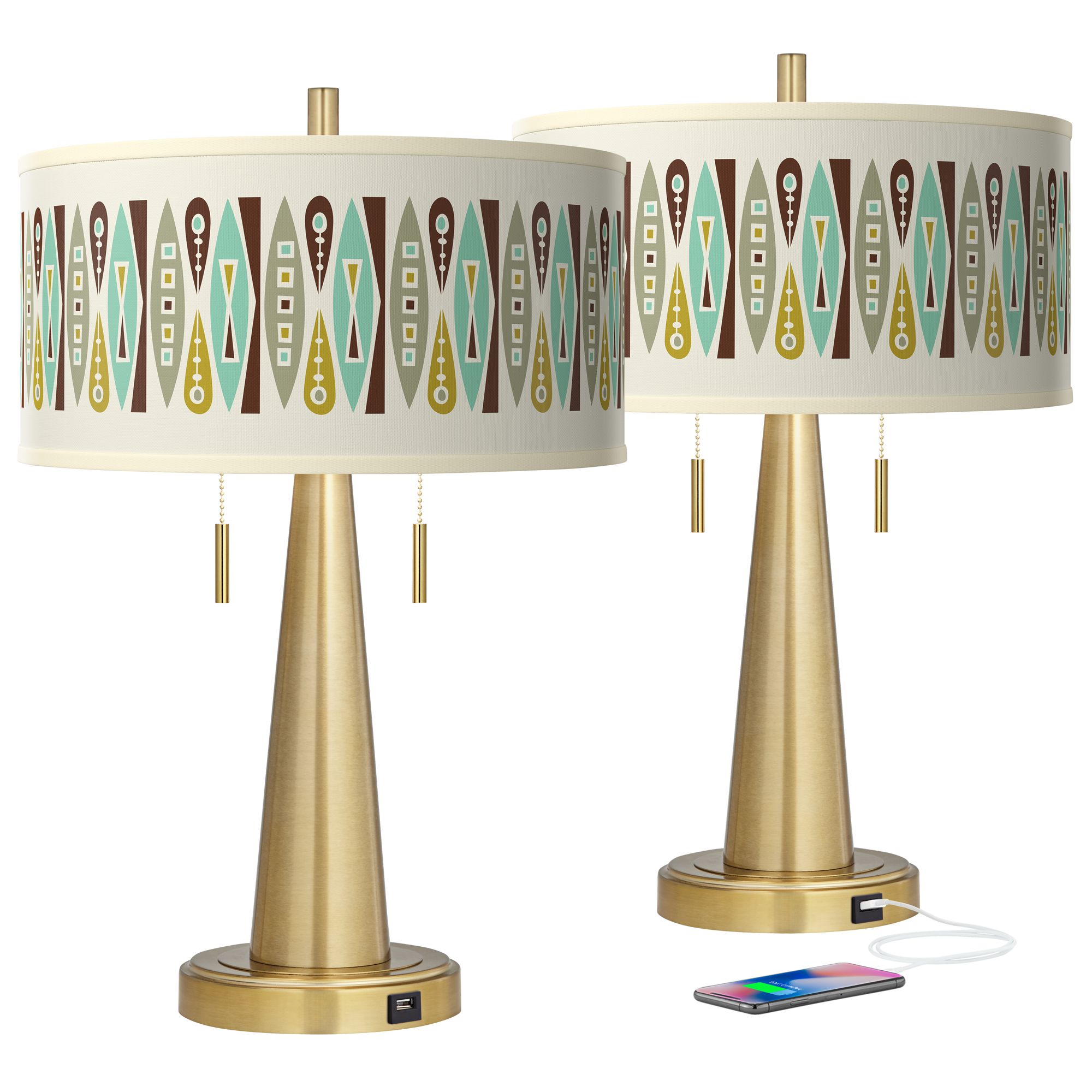 Vernaculis II Vicki Gold USB Table Lamps Set of 2