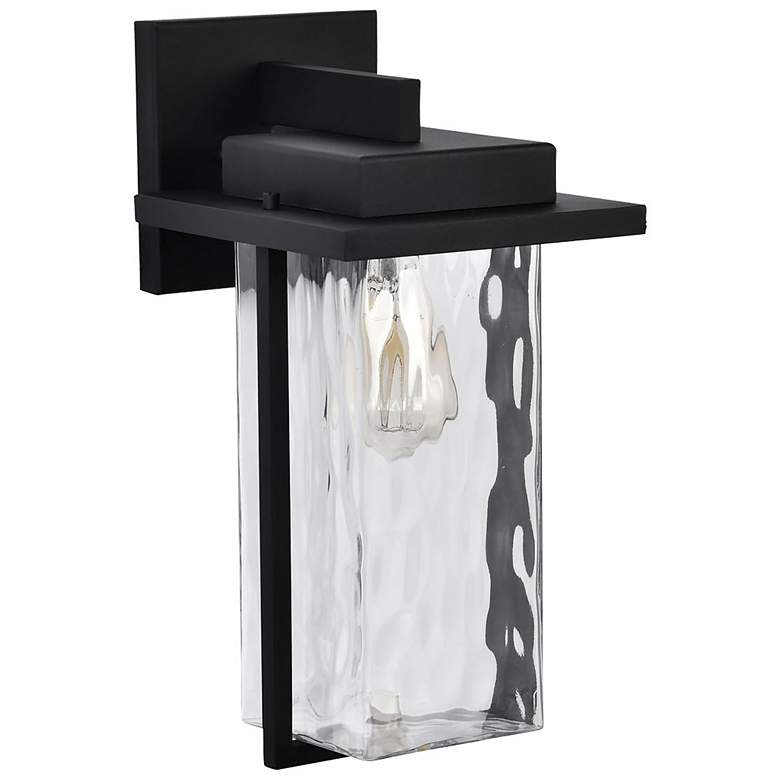 Image 1 Vernal; 1 Light Large Wall Lantern; Matte Black with Clear Water Glass