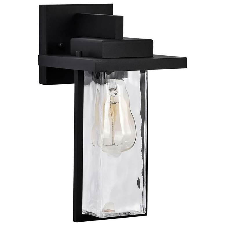 Image 1 Vernal; 1 Light Medium Wall Lantern; Matte Black with Clear Water Glass