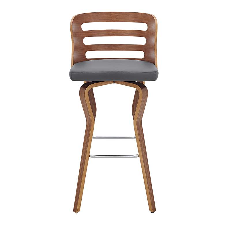 Image 2 Verne 29 in. Swivel Barstool in Walnut Finish with Gray Faux Leather more views
