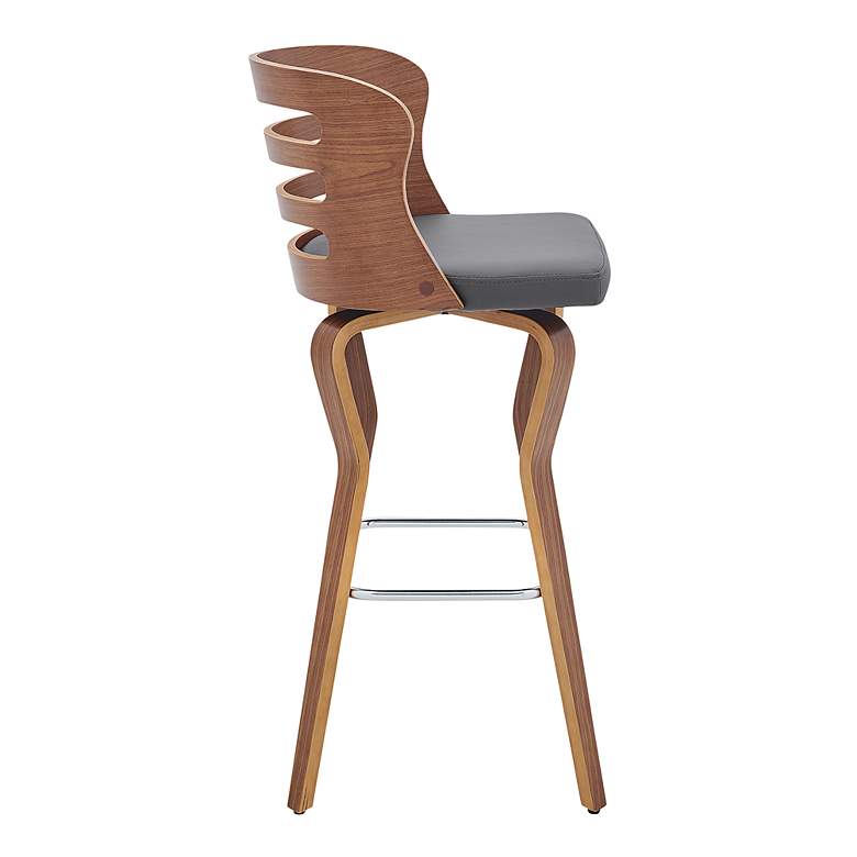 Image 3 Verne 29 in. Swivel Barstool in Walnut Finish with Gray Faux Leather more views