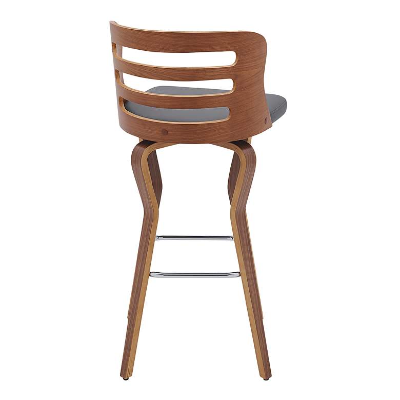 Image 4 Verne 29 in. Swivel Barstool in Walnut Finish with Gray Faux Leather more views
