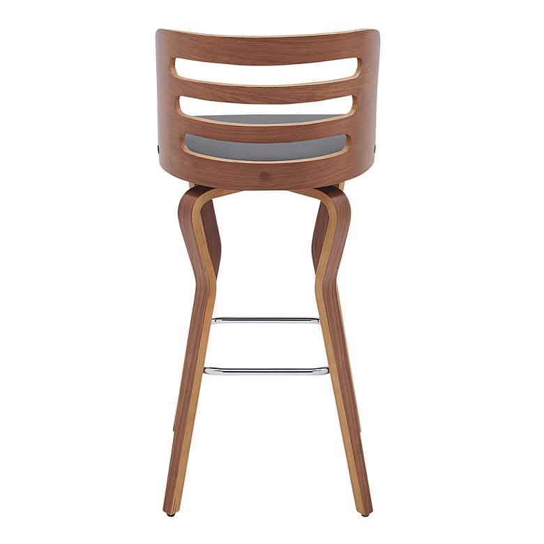 Image 5 Verne 29 in. Swivel Barstool in Walnut Finish with Gray Faux Leather more views