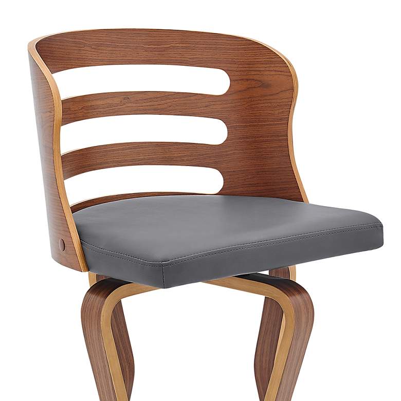 Image 6 Verne 29 in. Swivel Barstool in Walnut Finish with Gray Faux Leather more views