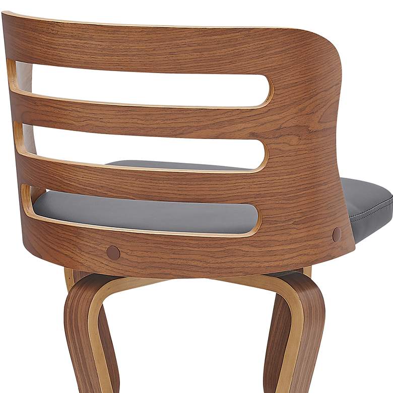 Image 7 Verne 29 in. Swivel Barstool in Walnut Finish with Gray Faux Leather more views