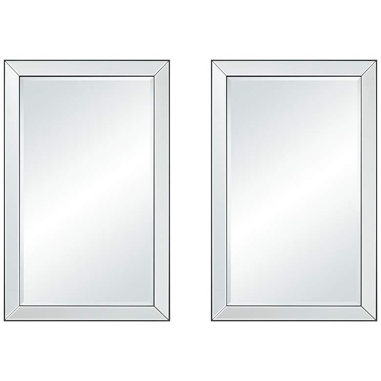 Image 1 Verne Matte Black 24" x 38" Rectangular Wall Mirrors Set of 2