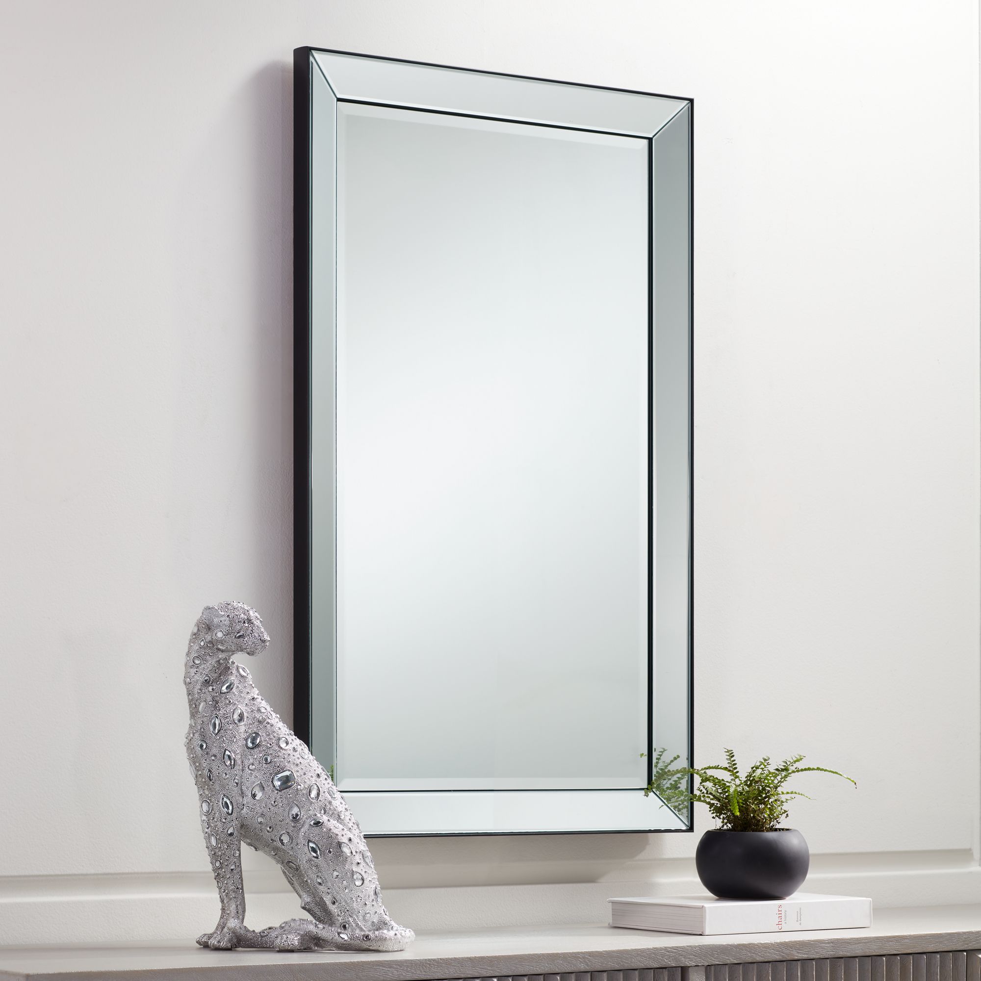 Verne Matte Black 24" x 38" Rectangular Wall Mirrors Set of 2