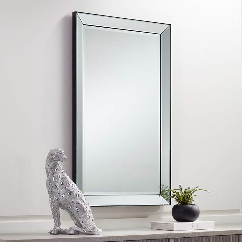Image 1 Verne Matte Black Edging 24 inch x 38 inch Rectangular Wall Mirror