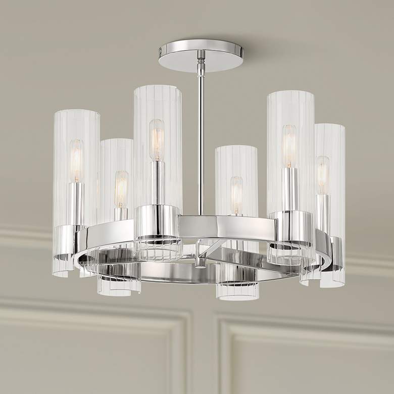 Image 1 Vernon Place 20 1/4 inch Wide Chrome 6-Light Chandelier