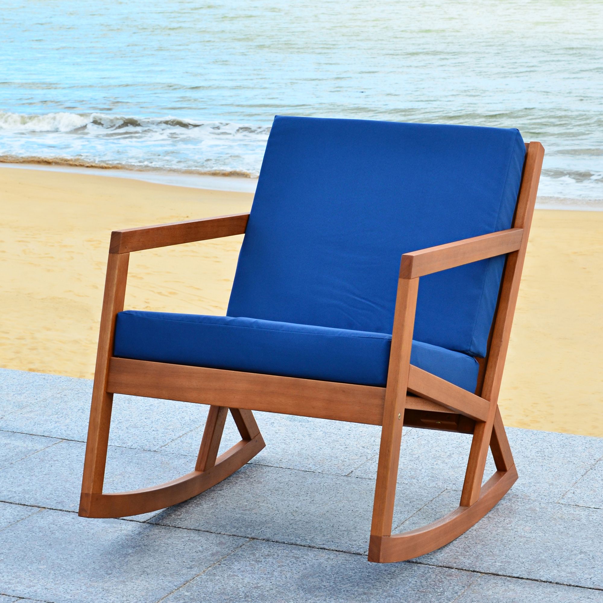 Vernon Teak Brown Eucalyptus Wood Outdoor Rocking Chair