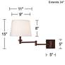 Vero Bronze Plug-In Swing Arm Wall Lamp with USB Port and Cord Cover